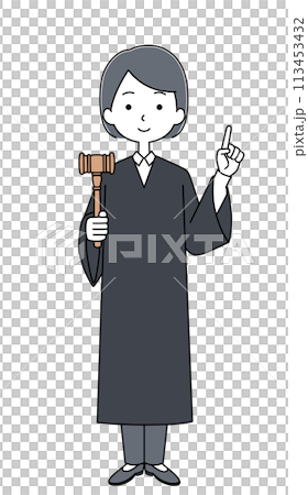 指差し 裁判官の女性のイラスト 指差し 裁判官の女性のイラスト 113453432