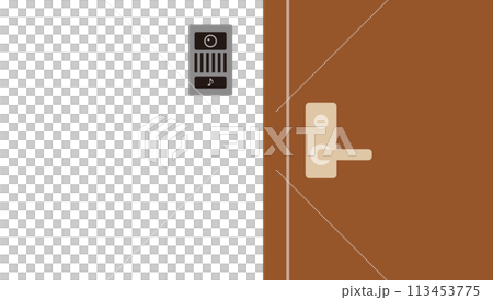 閉まったドアのノブのアップとインターホンのイラスト 閉まったドアのノブのアップとインターホンのイラスト 113453775