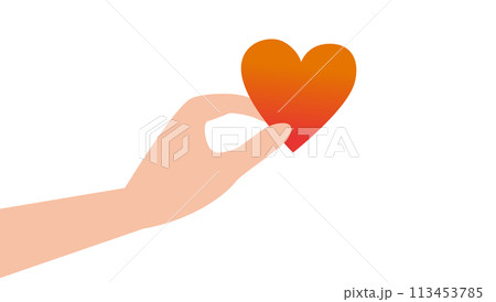 赤いハートを持つ手のイラスト 113453785