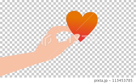 赤いハートを持つ手のイラスト 113453785