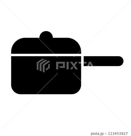 取手付きの鍋のシルエットアイコン。ベクター。 113453927