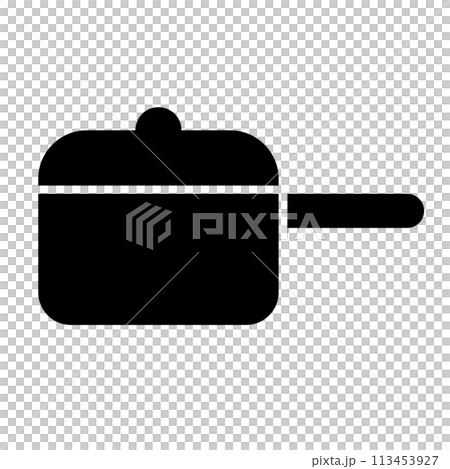 取手付きの鍋のシルエットアイコン。ベクター。 113453927