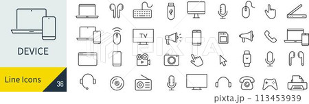 ベクターのデバイスの線画アイコンセット ベクターのデバイスの線画アイコンセット 113453939