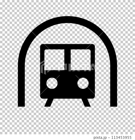 隧道和火車剪影圖示。向量。 113453955