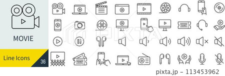 ベクターの映像の線画アイコンセット 113453962