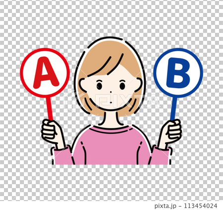 AかBを選ぶ女性 113454024