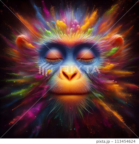 A mesmerizing 3D render of a monkey's face. A mesmerizing 3D render of a monkey's face. 113454624
