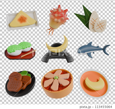 Miyagi Prefecture Specialty 3D Illustration Miyagi Prefecture Specialty 3D Illustration 113455064