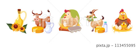 Farm Natural Product and Organic Produce Object Vector Set Farm Natural Product and Organic Produce Object Vector Set 113455095