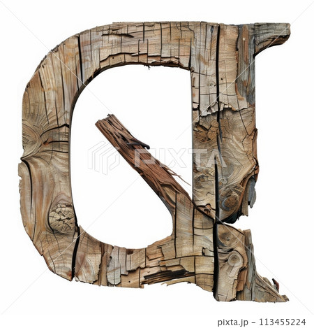 Rustic Driftwood Capital Letter Q Isolated on White Background for Typography Design Rustic Driftwood Capital Letter Q Isolated on White Background for Typography Design 113455224