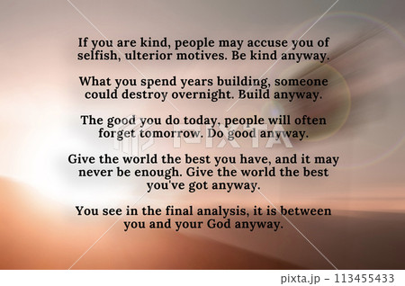 Word of wisdom about do good anyway with radial blur effect background Word of wisdom about do good anyway with radial blur effect background 113455433