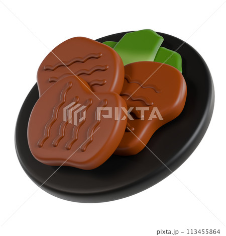 牛タン焼き　3Dイラスト 113455864