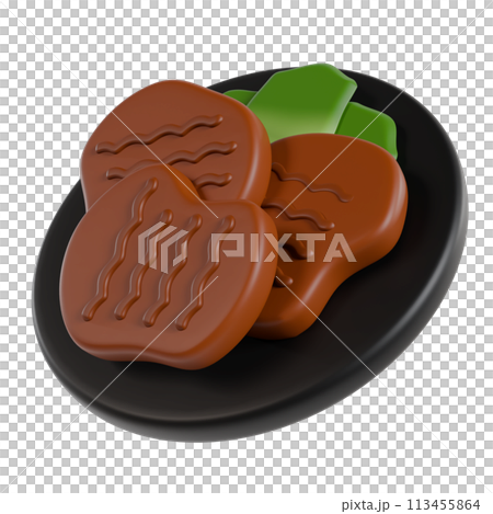 Grilled beef tongue 3D illustration 113455864