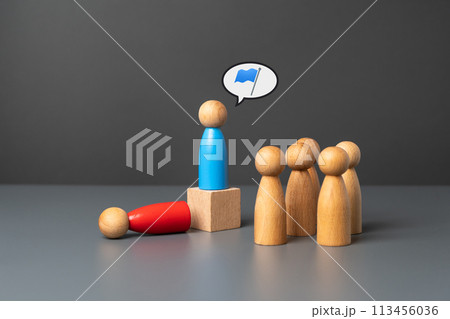 Violent or democratic change of power. Overthrow of the old authoritarian. Encourage people to join under the new winner's flag. 113456036