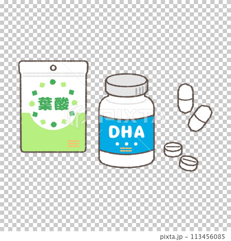 建議懷孕和孕婦服用的補充劑的插圖。 建議懷孕和孕婦服用的補充劑的插圖。 113456085