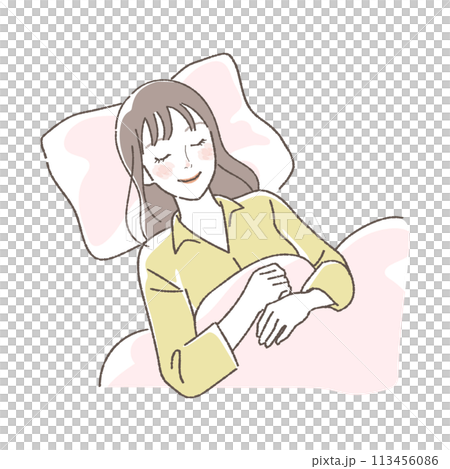 Illustration of a sleeping woman. Illustration of a sleeping woman. 113456086
