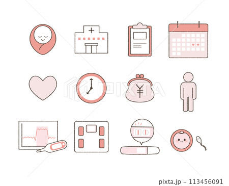 妊活アイコンセット。 113456091