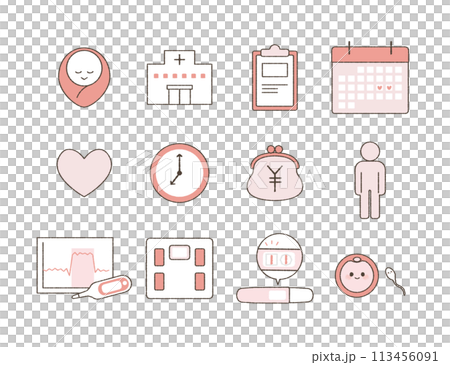 妊活アイコンセット。 113456091