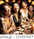 飲み会で楽しく乾杯をする女性 113457057