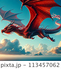 青空を羽ばたく赤い龍 113457062