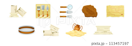 Archaeological Instrument and Inventory for Exploration Vector Set 113457197