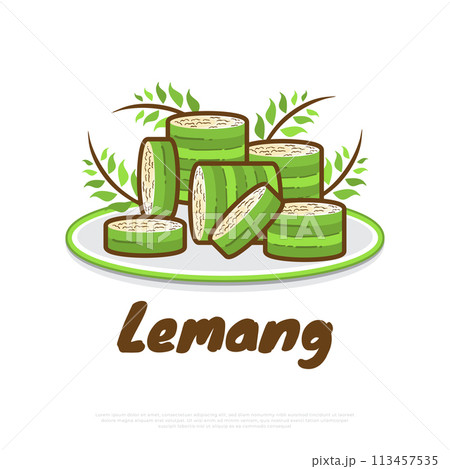 Illustration of Lemang or Glutinous Rice Wrapped in Bamboo Sticks. Asian Food Vector Illustration 113457535