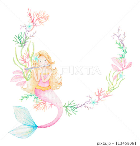 A beautiful mermaid semicircular frame 113458061