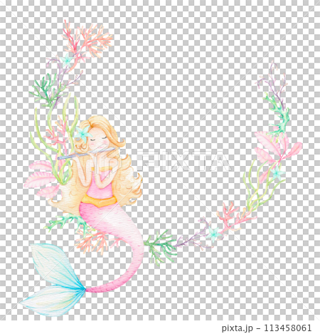 A beautiful mermaid semicircular frame 113458061