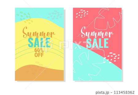 Summer sale layout template for banner coupon. Collection special discount offers summer time. 60 percent discount. Vector illustration. Summer sale layout template for banner coupon. Collection special discount offers summer time. 60 percent discount. Vector illustration. 113458362