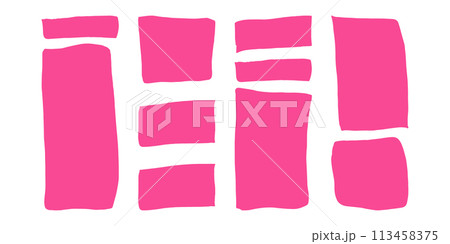 Text frames hand drawn style doodle decorative. Bright pink. For labels and tags on containers. Vector illustration set. Text frames hand drawn style doodle decorative. Bright pink. For labels and tags on containers. Vector illustration set. 113458375