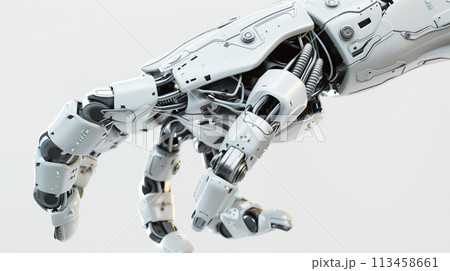 ロボットの手の3DCG。先進的な未来の風景 ロボットの手の3DCG。先進的な未来の風景 113458661