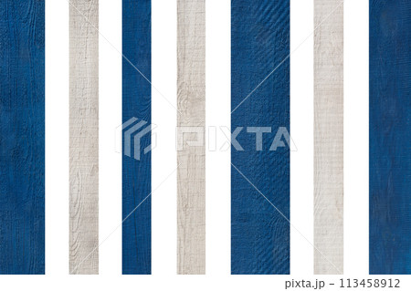 Blue Wooden Fence Stripe Line Boards Isolated White Background Wood Plank Blue Wooden Fence Stripe Line Boards Isolated White Background Wood Plank 113458912