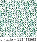 Seamless flowewrs and leaves pattern. Vector illustration 113458963
