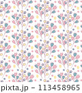 Seamless flowewrs and leaves pattern. Vector illustration 113458965