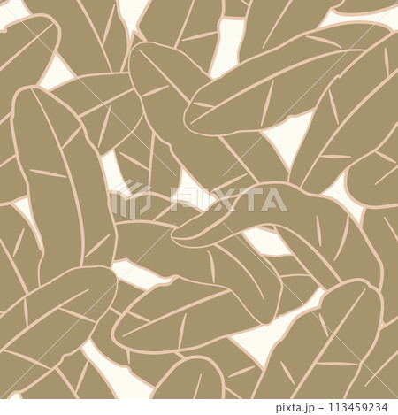 Abstract seamless pattern with leaves on light background. Plant botanical vector illustration for textile background 113459234