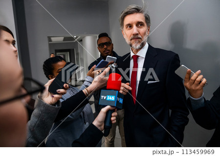 Mature organization representative answers press questions Mature organization representative answers press questions 113459969