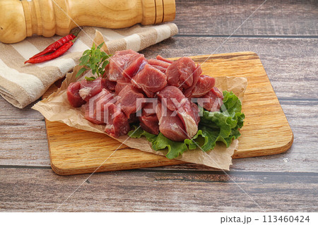 Raw pork cube for roast 113460424