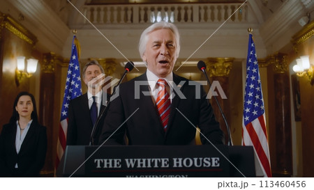 Senior US minister speaks at press campaign for media and television Senior US minister speaks at press campaign for media and television 113460456