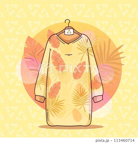 Flat-hand drawn sustainable fashion concept 113460714