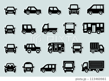 車のモノクロアイコン(浮き出る凹凸加工) 車のモノクロアイコン(浮き出る凹凸加工) 113460981