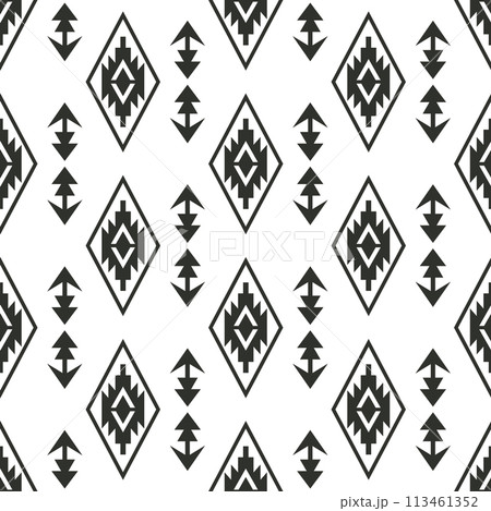 Tribal Southwestern Navajo Folk Seamless Pattern 113461352