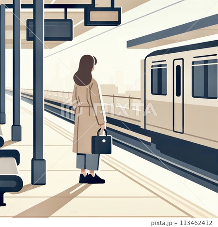 電車を待つ女性 113462412