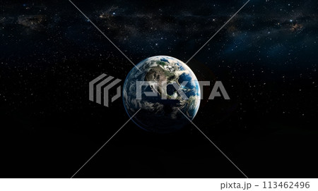 Earth Viewed From Space With Stars Background Earth Viewed From Space With Stars Background 113462496