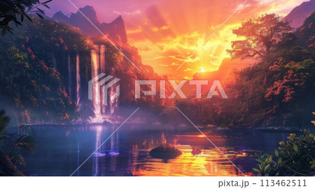 Majestic Waterfall in the Heart of a Lake 113462511