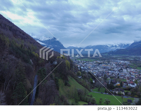 The view from above Interlaken, Switzerland. Looking forward the Swiss Alps The view from above Interlaken, Switzerland. Looking forward the Swiss Alps 113463022