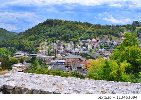 Old castle in Travnik. Panoramic view over Travnik in Bosnia and Herzegovina during summer. Top destination 113463094