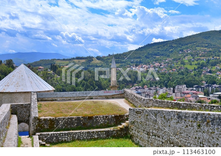 Old castle in Travnik. Panoramic view over Travnik in Bosnia and Herzegovina during summer. Top destination 113463100