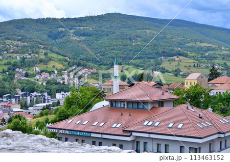 Old castle in Travnik. Panoramic view over Travnik in Bosnia and Herzegovina during summer. Top destination 113463152
