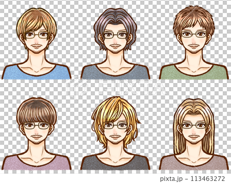 Illustration material set of handsome adult men with beards Illustration material set of handsome adult men with beards 113463272