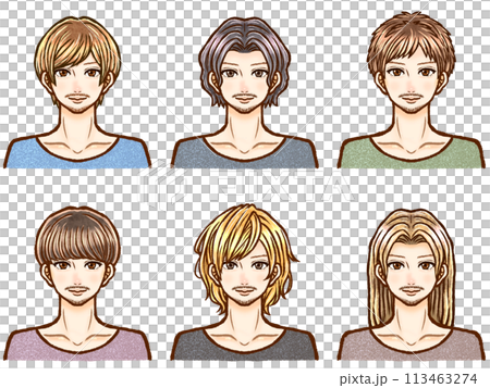 Illustration material set of handsome adult men with beards Illustration material set of handsome adult men with beards 113463274